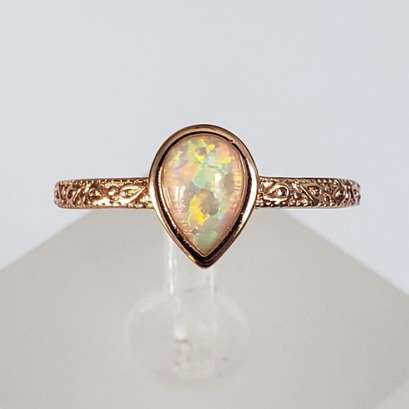 18k Over Sterling Opal Ring - Picture 3 of 8